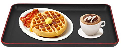 Bandeja de comida rápida, bandejas de plástico para cafetería, bandeja rectangular de estilo japonés, bandeja para servir alimentos para restaurante, hogar, hotel (tamaño: 39 x 28 cm)