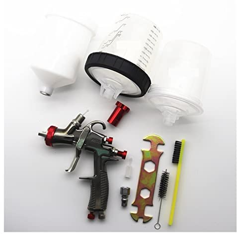 TIANYUAN Lackierpistole LVLP Spritzpistole R500 Auto-Luftspritzpistole Autolackierpistole Spritzpistole Mischbecher H/O Quick Cup Adapter mit Mischbecher No-Clean Tank (Farbe : Three tank)