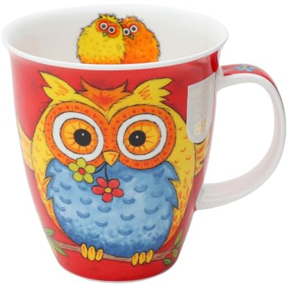 Dunoon Nevis 0.48L Fine Bone China Mug Owls Red