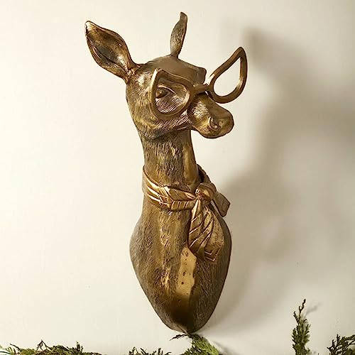 Gresonic 3D-Kopf-Wandhalterung, Ornament, Tierköpfe für Wandkunst, hängende Skulpturen, kleine Metall-Wandkunst, Wanddekoration, Ornament, wasserdicht, bronziertes Harz, Dekorationen für Zuhause