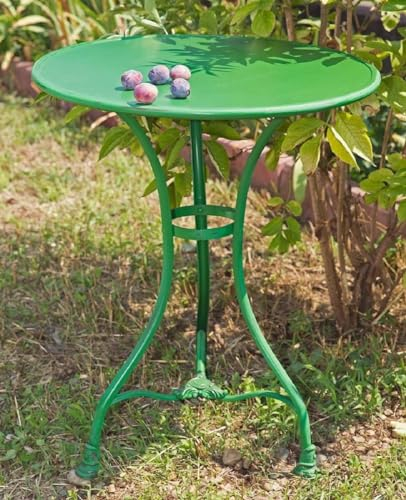 Casa Padrino Art Nouveau garden table antique green Ø 60 x H. 70 cm - Handmade wrought iron table - Nostalgic wrought iron garden & patio furniture
