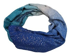 QUEEN HELENA Warmer Winterschal mit Strass Damen SC22-4 blau, Einheitsgröße