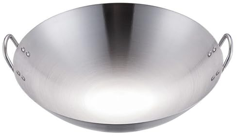 Vnook Edelstahl-Wok-Pfanne, Doppelohr-Wok, 60cm, Ohne Antihaftbeschichtung
