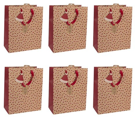 Clairefontaine X-30897-2Cpack 6 Geschenktaschen 26,5x14x33cm Rot Kraftbraun