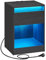 VASAGLE Kailyn Collection - Table de Nuit avec Multiprise, Table d’Appoint avec Lumières LED Réglables, Tiroir, 2 Prises, 2 Ports USB, Moderne, pour Chambre, Salon, Noir Cendré LET618T22