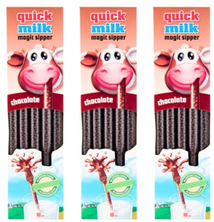 Quick Milk Magic Sipper Lot de 3 pailles à milkshake aromatisées saveur chocolat (39 pailles)