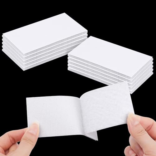 Klettband Selbstklebend 20 Stück, 5cm x 10cm Weiß Klettverschluss Selbstklebend, Klett Klebeband Extra Stark, Doppelseitiges Klettband für Befestigung, Organisation und Aufbewahrung von Werkzeugen
