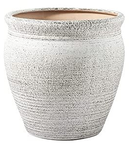 Große runde Blumentöpfe mit Loch, mattierte Keramik-Bonsai-Töpfe, Blumentopf, Pflanzen, Garten, dekorative Kaktus-Blumen-Pflanzschale (weiß, 56,7 x 50,4 cm)