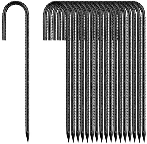 Erdanker-Bodenanker-30CM-Lang,J-Haken Bodenanker Heringe Schwarz,50StüCk Zeltheringe Metall Stark Anti-Rost für Stabil Trampolin Zelt Garten Camping Outdoor Hühnerstall Feste Wasserleitungen
