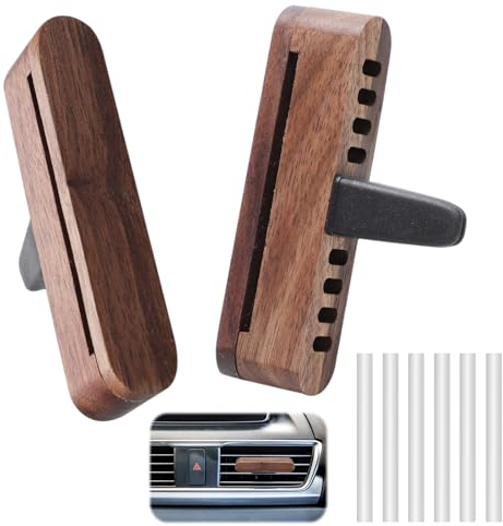Auto Diffusor für Ätherische Öle - 2 Stück Aromatherapie-Diffuser Mit 6 Nachfüllauflagen, Mini-Holz-Diffusor, Vent Clip