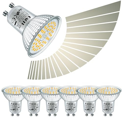 EACLL GU10 LED Neutralwiss 6W Stufenlos Dimmbar Leuchtmittel, 6er-Pack, 620 Lumen 4000K Birnen, AC 230V Flimmerfrei Strahler, Abstrahlwinkel 120° Spot, Kontinuierlich Dimmen über Dimmer