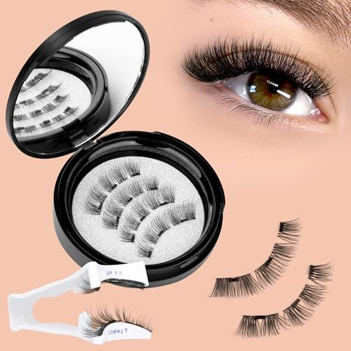 wiwoseo Magnetic Eyelashes Natural Look No Glue Lashes Manga Wispy Magnetic Lashes without Eyeliner Reuseable Waterproof Clear Band Lashes Natural Lash Extensions Magnetic Eyelashes Kit