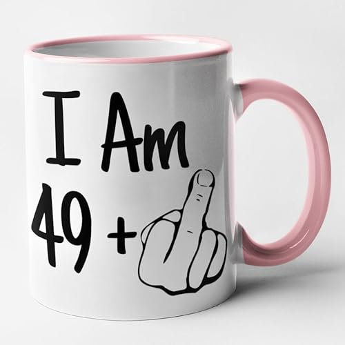 Rude 50th Birthday Mug - I Am 49 + 1 Mug (Pink)
