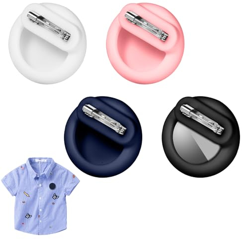 4pcs Étui pour Airtag, Diamètre 3,6 cm Porte Étui de Protection en Silicone pour Traceur GPS avec Broche Cachée à l'Intérieur des Vêtements Chaussures Accessoires pour Enfants Aîné