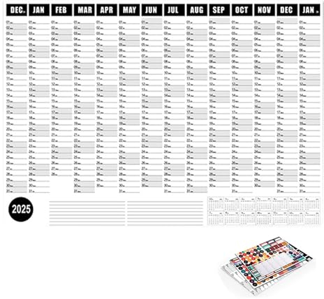 2025 Wandkalender, digitaler Wandkalender mit Touchscreen - Jahreskalender Jahreswandplaner,Glatter, dicker Ganzjahres-Wandplaner für die Schule, zum Ordnen von Zielen, für Hauswände, für Studium und