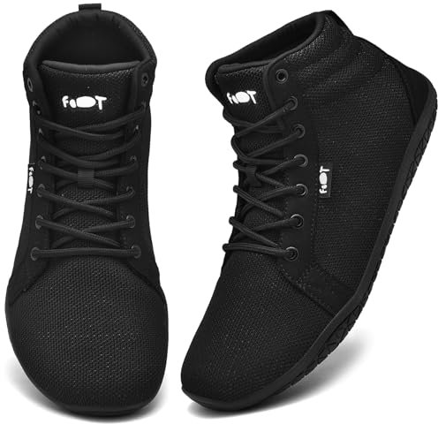 Wizshoe Chaussures Femme Homme Minimaliste Trail Pieds Nus Barefoot Baskets Hautes Décontractées Running Baskets Marche Unisexe Large Orteil Trekking Sneakers Respirant Poids Léger Noir 42EU