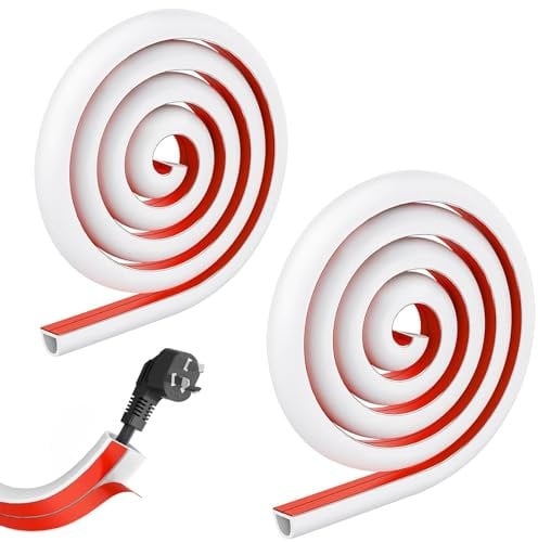 2 Meter Half Round Cable Cover, White Cable Trunking, Mini Cable Trunking, Self Adhesive Tape Cable Duct to Hide 1 Wire, Cord Hider for Wall Mount TV, Wire Cover Home Office, Floor Cord Cover
