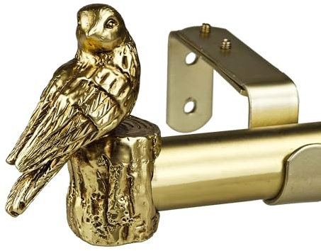 ILAISIHOME Gardinenstange mit Vogel-Design, 3,8 cm Durchmesser, gebürstetes Gold, 91 - 183 cm, Teleskop-Gardinenstangen für Fensterbreite 61 - 172,7 cm, 1 Stück