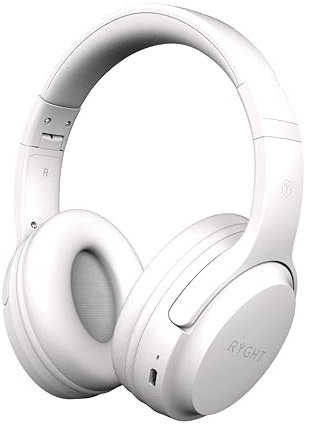 RYGHT – Tempo – Casque sans Fil – Son stéréo Clair, 20H d’autonomie – Pliable, léger, Commande contrôle Musique, Volume, répondre aux appels, activer Assistant Vocal, Oreillettes rembourrés – Blanc
