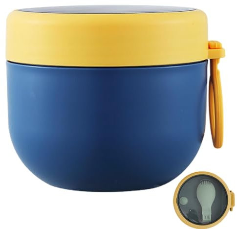 Food Jar - Caja de lonchera de acero inoxidable de 600 ml, taza de sopa de avena | Taza de desayuno de leche para microondas, contenedor de termo de sopa reutilizable para trabajadores de ofic
