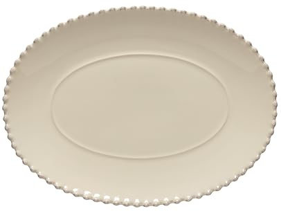 Costa Nova Ceramic Stoneware 14'' Oval platter - Pearl Collection Cream | Microwave & Dishwasher Safe Dinnerware | Food Safe Glazing | Restaurant Quality Dinnerware