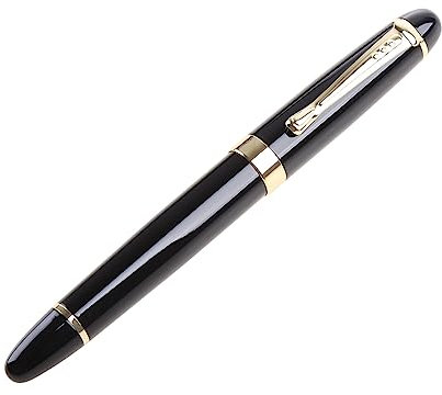 Jinhao X450 Füllfederhalter, schwarze Feder und goldfarbener Rand