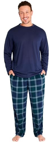 Get Trend Pyjama Homme Ado M-3XL, Ensemble Homme Hiver avec Pantalon Pyjama Carreaux et Haut Manches Longues, Idée Cadeau