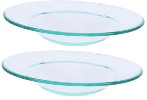 STOBAZA 2 Pièces Coupelles Chauffe Plat Transparent en Verre 12cm pour BrûLeur Cire Fondante Et Diffuseur Huiles Essentielles Accessoires Aromathépapie Maison Bureau Spa