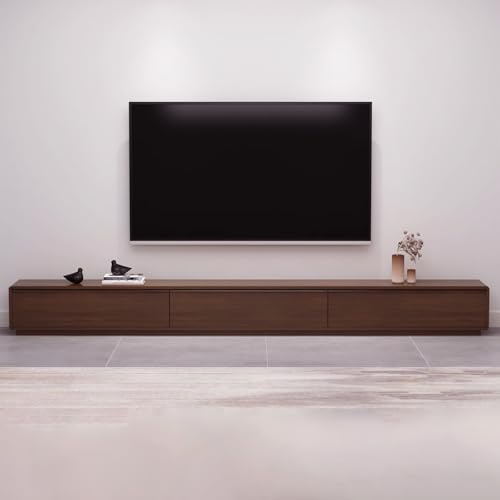 Mueble De TV Bajo para Sala De Estar Moderno Mueble De TV Largo con Espacio De Almacenamiento Color Nogal(220CM/86.6IN)