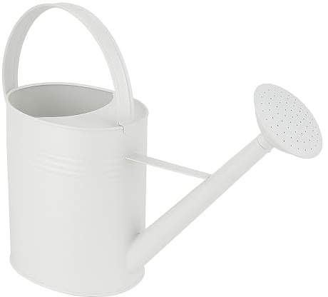 HRB Zinkgießkanne 10 L, Gießkanne feuerverzinkt, langlebige Metallgießkanne für den Innen- und Außenbereich Giesskanne mit Gießbrause Bewässerungssystem (Weiß, 10 Liter)