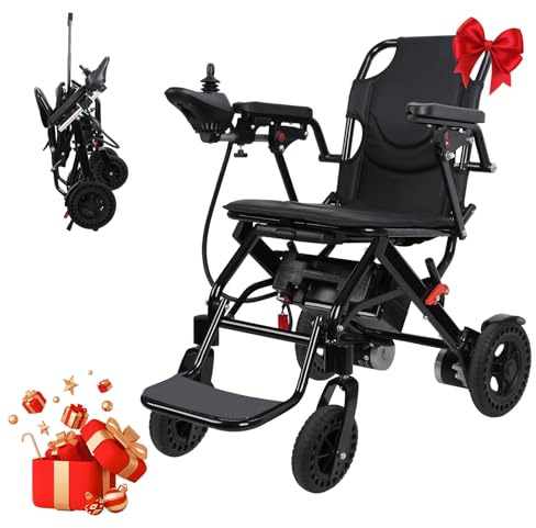 Lightweight Foldable Electric Wheelchair for Adults, 22kg Portable Powerchair with 500W Motor & 12 Mile Range, Airline Approved, Removable Battery, 120kg Capacity for Travel & Daily Use (Black)