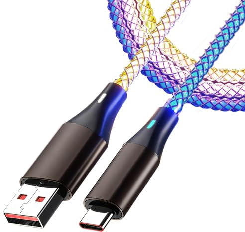 Cavo USB A a USB C, cavo di ricarica rapida 3A, cavo di ricarica USB C LED, 100 cm