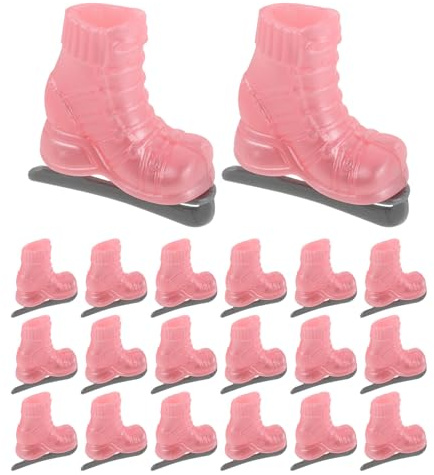 COSMEVIVI 10 Puppen-Schlittschuhschuhe – Miniatur-Rollschuhe – Eislaufschuhe nachempfunden Dekorative Accessoires für DIY-Puppenhaus-Partys im Maßstab 1:6, rosa