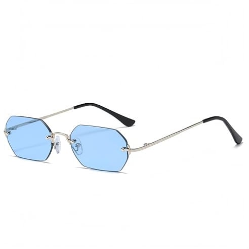 WDZAYXC Retro randlose Sonnenbrille für Damen Herren Hexagonal Sonnenbrille