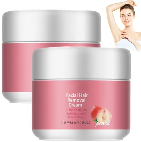 Haarentfernung Gesicht Creme 2 Stück Hairerase Haarentfernung Gesicht Creme Sanft Enthaarungscreme für Alle Hauttypen, Schmerzfreie, Für Oberlippe, Wangen & Augenbrauen, 50g