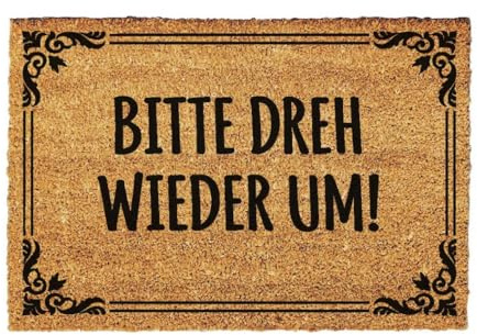 Giftstory Kokosmatte Fußmatte Kokos „Bitte dreh Wieder um“ für Innen und Außen 60x40 Fussmatte Haustür - Willkommen Doormat Mat Lustig Türmatte - Geschenk Gift Gadget