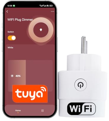Bilihondim WLAN-Smart-Dimmer-Steckdose, kompakt, Sprach- & App-Steuerung, Smart Life kompatibel, ohne Hub, für dimmbare LED-Lampen