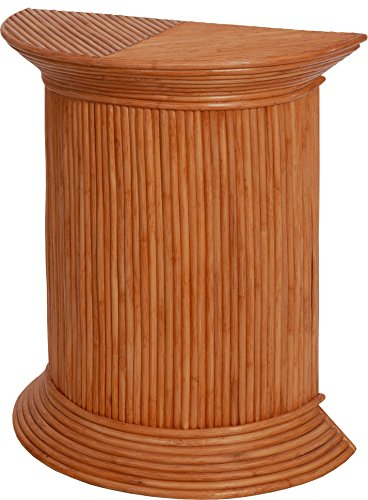 Korb-Outlet Halbrunde Blumensäule, Pflanzenständer aus echtem Rattan/Blumenhocker 60x30x72cm (Apricot)