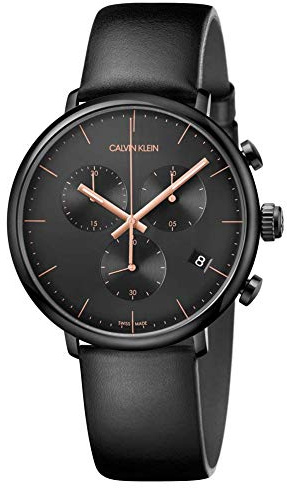 Calvin Klein Herren Chronograph Leder Schwarz 43mm
