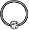 Piercingfaktor BCR Piercing Klemmring Ring Flach mit Kristall Klemm Kugel Septum Nasen Lippen Helix Ohr Tragus Schwarz 1,2mm x 8mm x 3mm