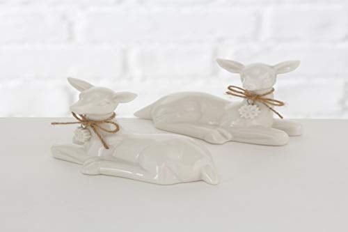 Reh 2 er Set Höhe 11 cm Reh Figur Skulptur Deko Weihnachten Jagd Wald Herbst Porzellan