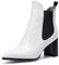 Castamere Donna Polacchine Tacco a Blocco Stivali Chelsea 7.5CM Medio Tacco PU Bianco Scarpe EU 35