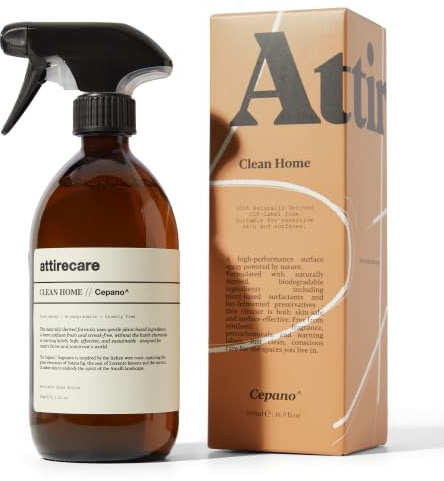 Attirecare Multi-Purpose Cleaner Spray 500ml, Amber, Fig & Lemon Scent | Multi-Surface Cleaner Spray for Kitchen & Bathroom, Plant-Based, Natural Formula, Refillable Glass Bottle, Streak-Free Clean