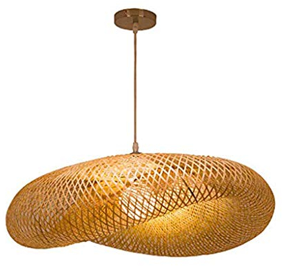HEYUN Kronleuchter Vintage Natürlichen Bambus Gewebt Pendelleuchten Und Gewebt Rattan Hängeleuchte Kreative Pendellampe Arts E27 Hängelampe Wohn/Schlafzimmer/Teestube/Restaurant Lampenschirm,100cm
