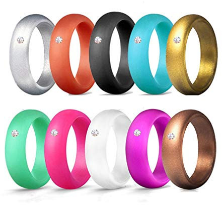 Ulalaza Silikon Ehering für Frauen Stapelbare Gummibänder Innenbogen Ergonomisches atmungsaktives Design Dünnes Gummi Ring Set
