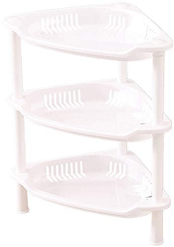 GREENLANS-1 Étagère d'angle à 3 couches, étagère de rangement triangulaire blanche pour salle de bain, grande capacité, gain de place, autonome
