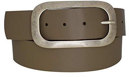 Dayneq 4cm Breit Echt Leder Guertel Altsilber Nickelfree - 91114-40-SIL - Taupe Bundweite 100cm