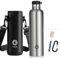 FEIJIAN FJbottle 316 Botella de agua de acero inoxidable con aislamiento al vacío 750 ml/1000 ml con mosquetón, termo sin BPA, botella deportiva a prueba de fugas para deporte, trabajo y viajes