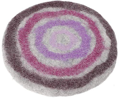 GURU SHOP Filz Stuhlauflage, Boho Sitzkissen, Handgefertigts Rundes Stuhlkissen - Grau/violett, Wolle, 1x35x35 cm