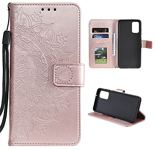 CoverKingz Handyhülle kompatibel mit Samsung Galaxy A72 - Handytasche mit Kartenfach Klapphülle Case - Handy Hülle klappbar Motiv Mandala Rosegold